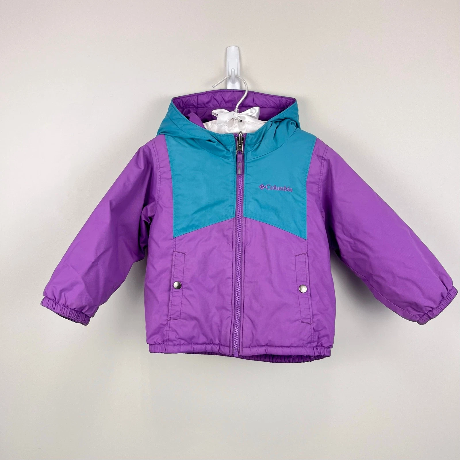 Columbia Girls Reversible Double Flake II Snow Jacket Winter Coat Purple 2T