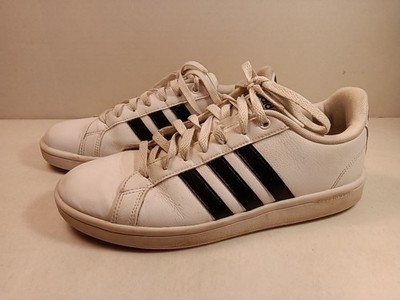 Adidas Women's Cloudfoam Advantage  White Striped Casual Sneakers Size 10 Read