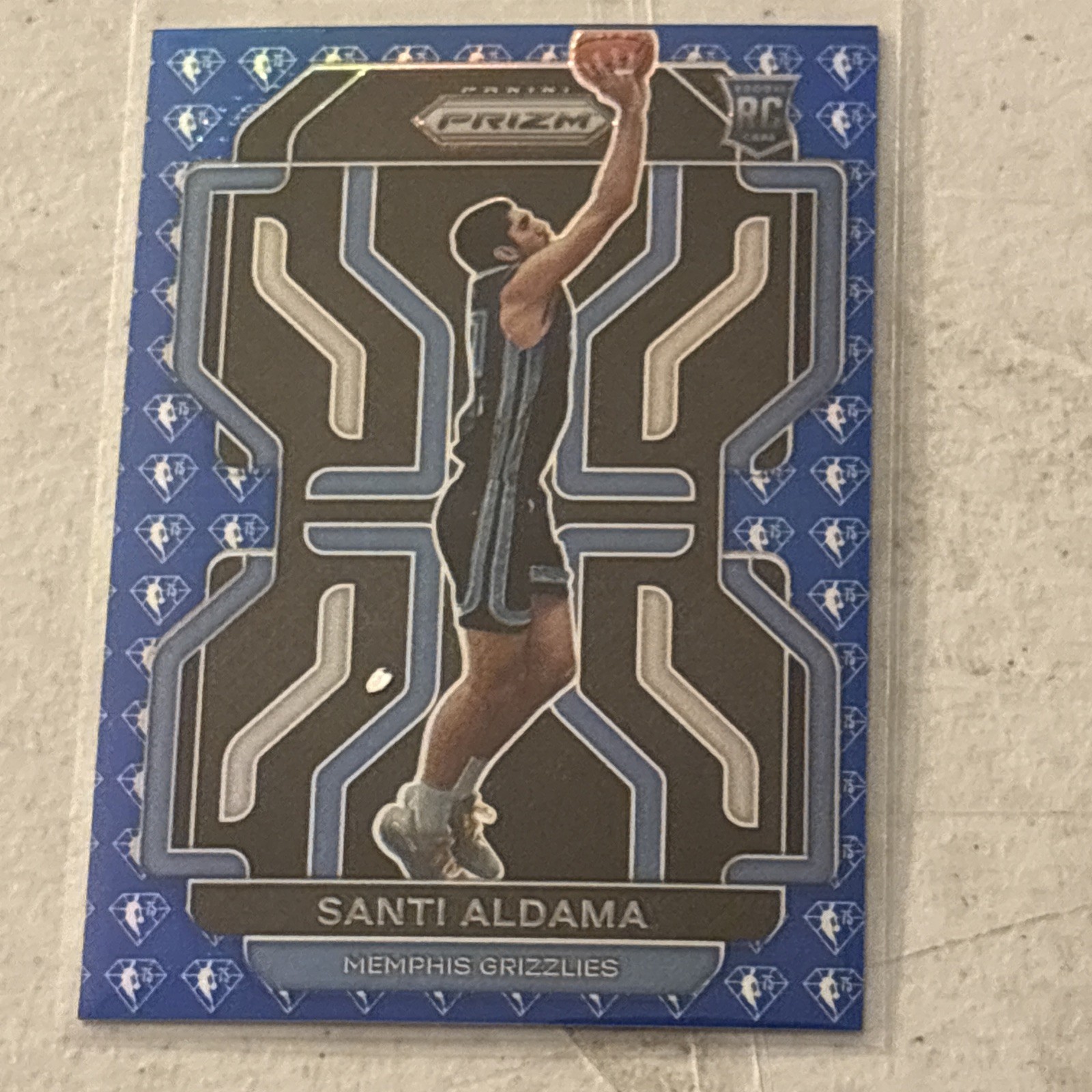 2021-22 Prizm Santi Aldama RC NBA 75th Anniversary Blue Rookie #276 Grizzlies