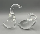 Steuben Glass Goose and Gander Crystal Figures Paperweight Set Of 2 - Beautiful!