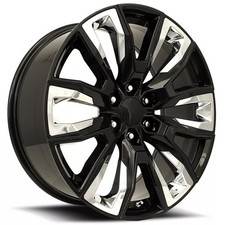 22x9 Gm Split 6 Spoke Fr 207 Gloss Black Chrome Inserts Oem Replica Rims 4pcs 22x9 Gm Split 6 Spoke Fr 207 Gloss Black Chrome Inserts Oem Replica Rims 4pcs