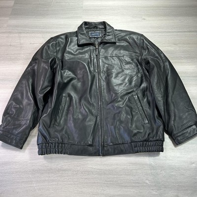 Joseph & Feiss Leather Jacket Mens 2XLT Black Lambskin Zip Bomber