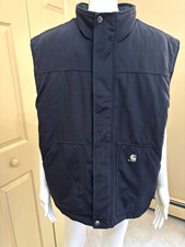 Carhartt Men's Black Insulated Relaxed Fit Firm Duck Vest Pockets Size Large