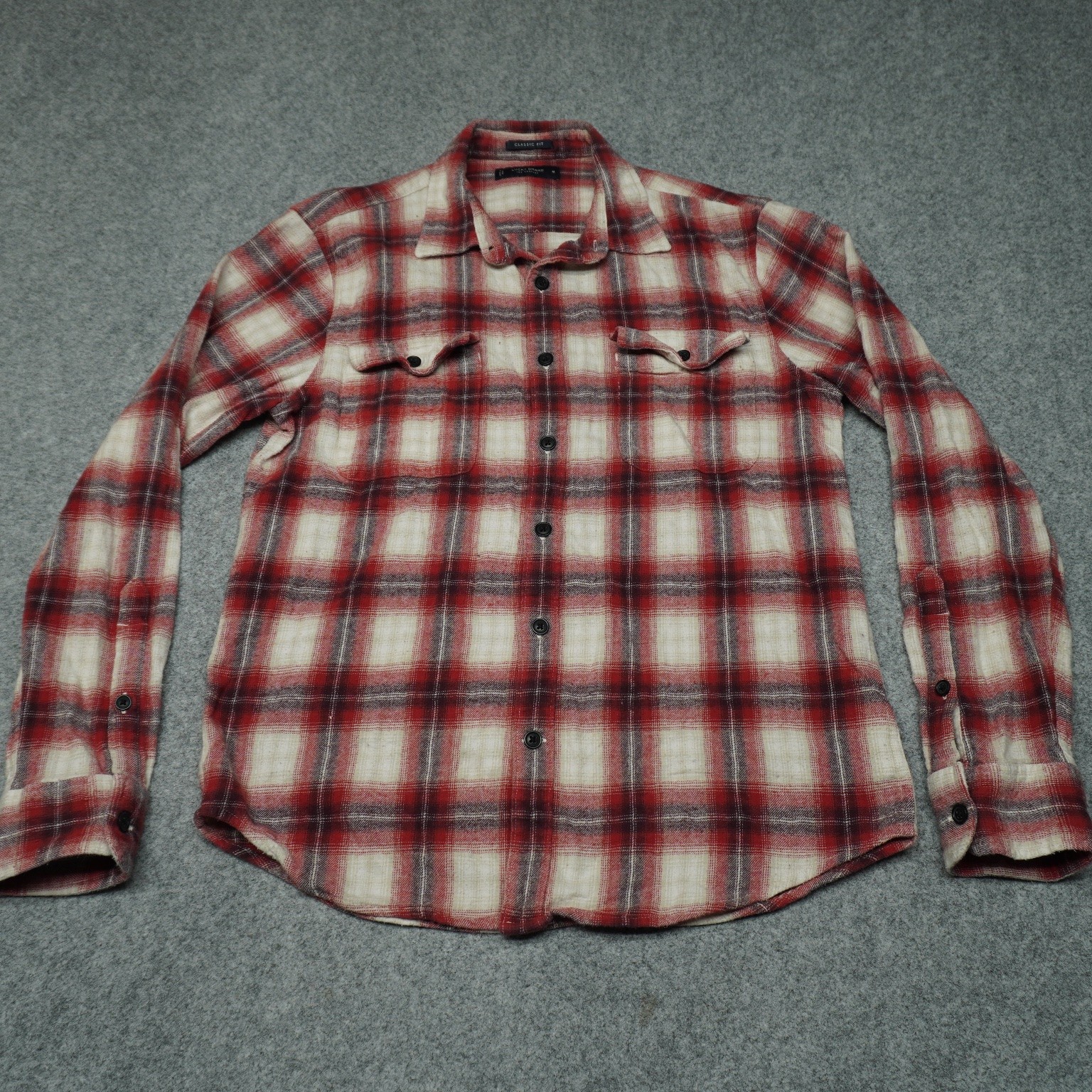 Lucky Brand Men's Casual Button-Down Shirt Red Plaid M Cotto