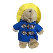 Vintage Sears Kids Paddington Bear Plush Toy With Yellow Hat  Blue Coat 9"