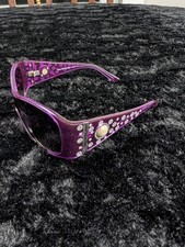 Kameleon KSG6 Purple Wraparound Sunglasses Floral Y2K Retro Shield Style
