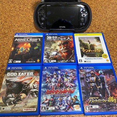 Sony PS Vita PCH-2000 Black Console 6 Games Charger Case Tested Japan