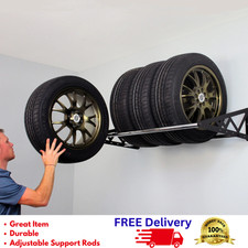 Wall Mounted Heavy Duty Tire Rack Adjustable 56" Garage Storage 400 lbs Cap NEW