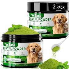 YacBass 2 Pack Dog Dental Powder,Dog Teeth Cleaning Powder and Cat Breath Freshe