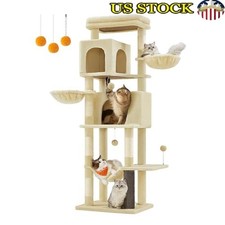 Cat Tree 69-Inch Tall Cat Tower for Indoor Cats Multi-Level Cat Condo with Caves