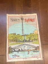 SYDNEY AUSTRALIA VINTAGE SOUVENIR PURE LINEN GRAPHIC TOWEL Made By Citer