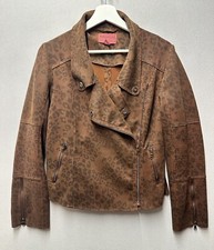 Anthropologie Women’s Marrakech Marni Leopard Moto Cheetah Print Suede Jacket M