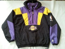 VINTAGE STARTER AUTHENTICS LOS ANGELES LAKERS PULLOVER WITH HOOD JACKET SIZE L