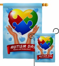 Autism Day Garden Flag Awareness Support Decorative Small Gift Yard House Banner