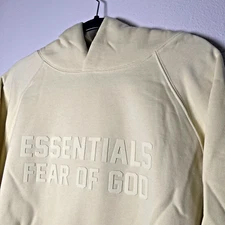 Essentials Fear of God Men's XL Hoodie – Yellow Velvet Logo Streetwear NWT