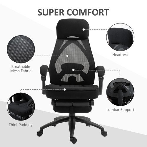 Mesh Office Chair with Footrest, Adjustable High-Back and Headrest, - Picture 6 of 9
