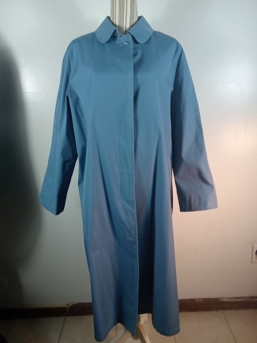 Vintage Womens London Fog Maincoats Beltless 18 Reg Blue Hidden Buttons EUC  C6