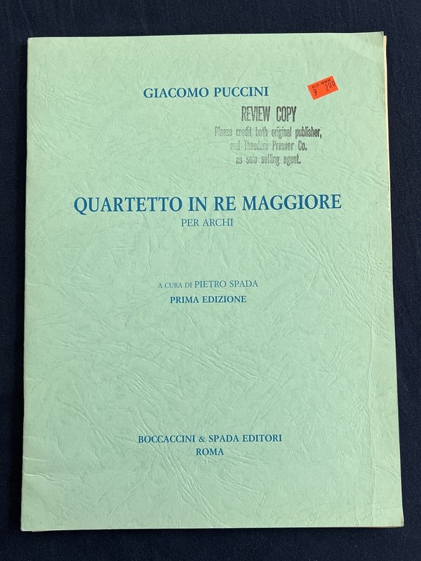 Puccini STRING QUARTET violins viola cello Quartetto in D, PARTS and Full Score