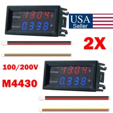 2x M4430 DC 100V/200V Digital Voltmeter Ammeter LED Voltage Amp Panel Meters US