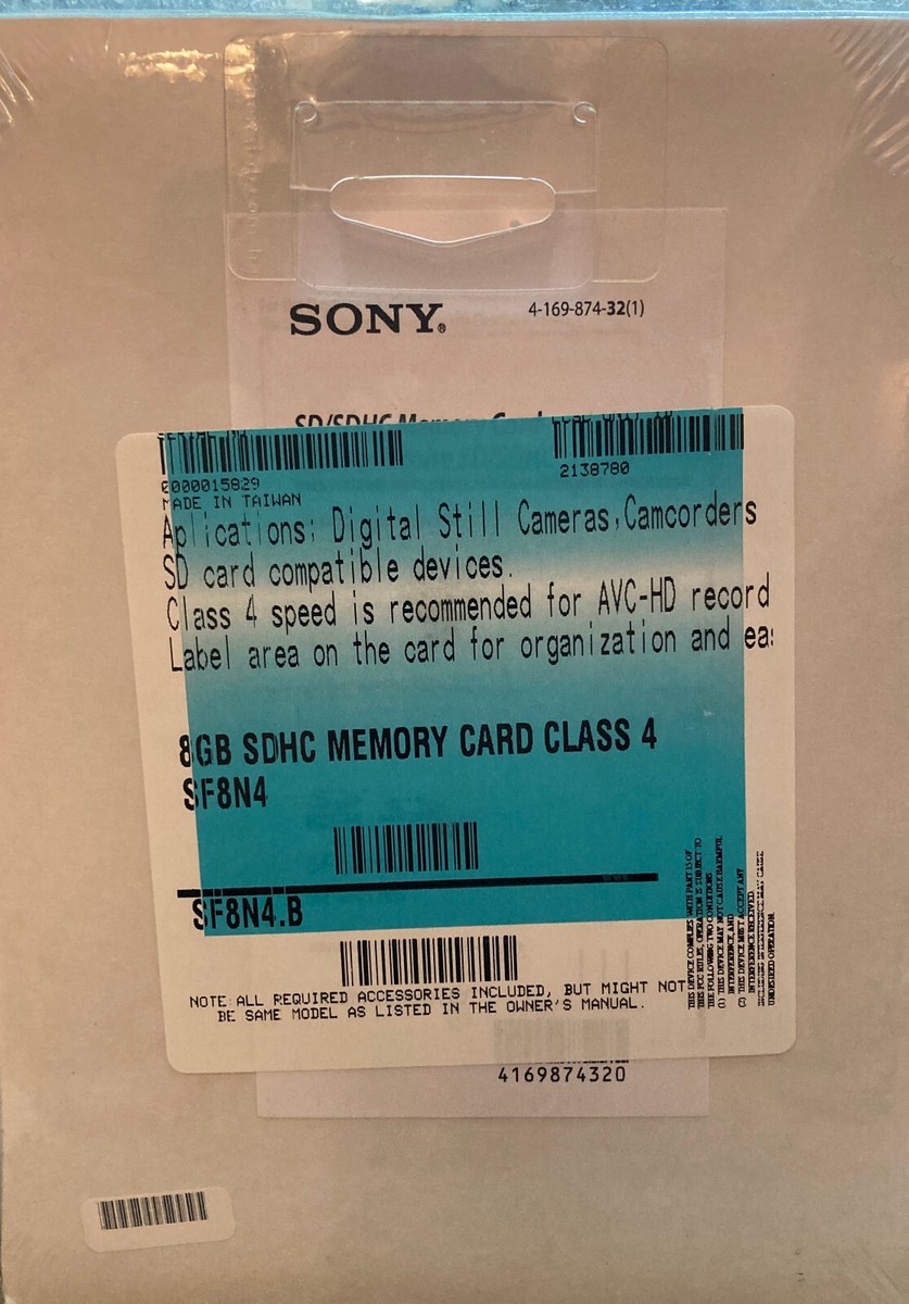 Sony 8GB SD Memory Card Class-4 SF8N4 15MB/s Camera SDHC Chip