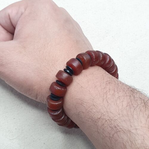 Vintage Carnelian Tire Shape Agate Beaded Bracelet