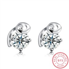 925 Sterling Silver Earrings Stud AAA Zirconia Push Back Clasp L740