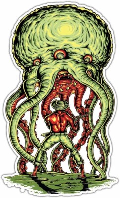 Alien Attack Tentacle Car Bumper Window Sticker Decal 3''X6''