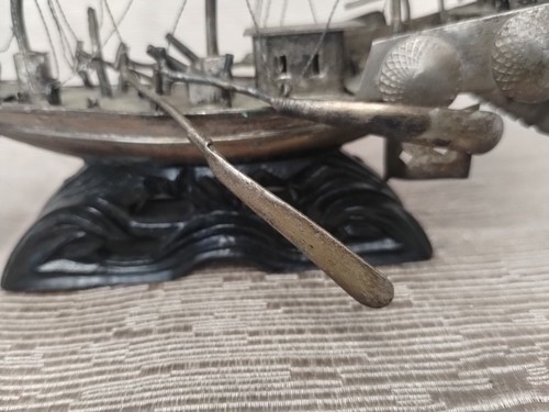 Antique Tin Chinese Junk Boat Model - 第 7/14 張圖片