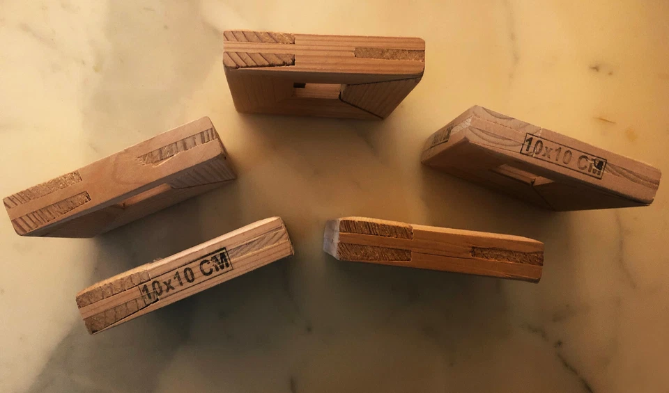 MARCO DE MADERA DE LONA cuadrado pequeño francés vintage sin terminar, 10x10 cm 3 7/8"x 3 7/8" Foto 3 de 4