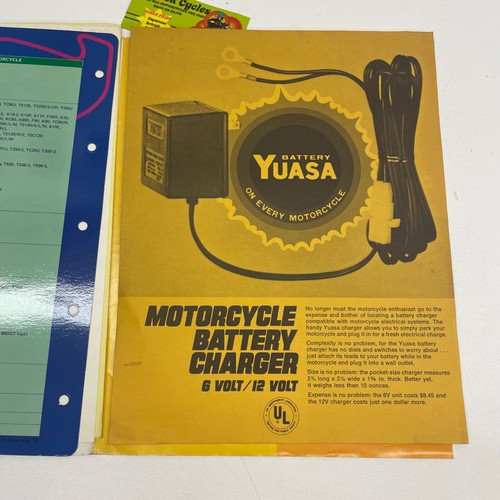 VINTAGE 1970'S YUASA MOTORCYCLE BATTERY DEALER SALES AD BROCHURE FOLDER - Picture 4 of 4