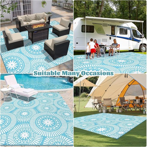Outdoor Rug 8x10 Plastic Straw Reversible Large Carpet Mat for Patio & Camping - Picture 51 of 51