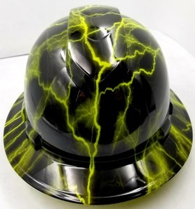 lime green full brim hard hat