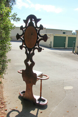 Walnut Victorian Renaissance Revival Period Marble Top Hall Tree