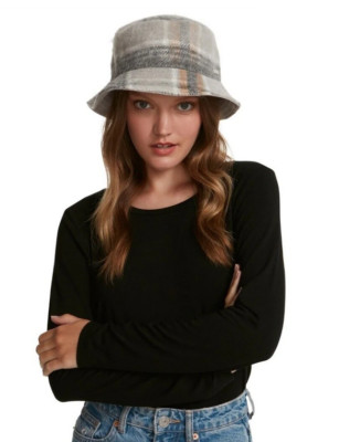 Steve Madden Logo Plate Brushed Bucket Hat Gray One Size 0370