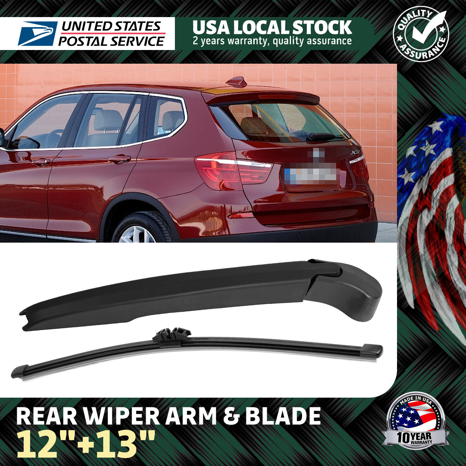 BMW X3 F25 2011-2017 All Season Rear Windshield Wiper Blades & Arm