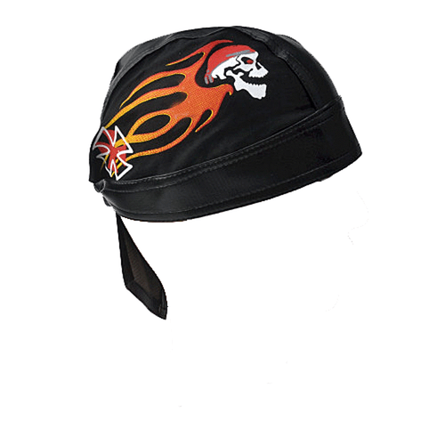 SKULL CAP Biker Cotton Faux Leather Motorcycle Bandana Head Wrap Du Do Rag Black - Picture 17 of 19