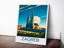 Croatia, Zagreb Traditional 40x50cm Stretched Travel Canvas Wall Art Print