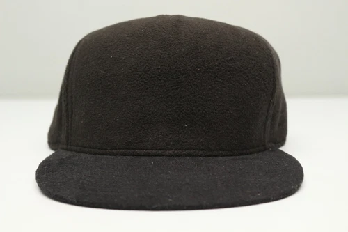 Gents Mens Hat Chairman 5 Panel Black Polar Fleece Suede Baseball Flat Brim