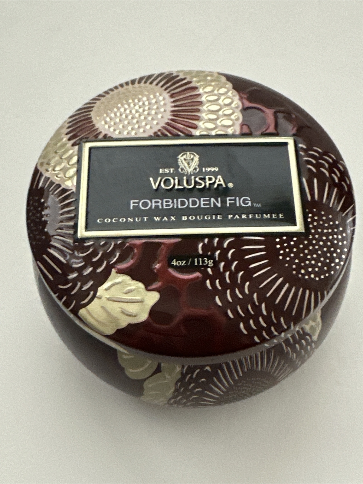 Voluspa Candle Forbidden Fig 4oz Coconut Wax Tin Mini Size eBay