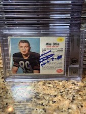 Mike Ditka Signed 1962 Post Cereal Rookie Card Beckett Grade 10 Auto Slabbed HOF