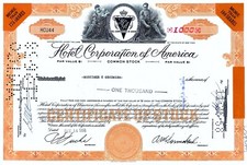 Hotel Corporation of America (HCA), 1956 (1.000 Shares) St&uuml;cke-Nr. 44