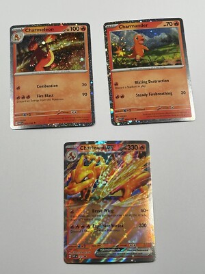 POKEMON Charizard ex SVP 161 Charmander Charmeleon Holo 3 Card Set