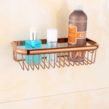 Luxury Rose Gold Wall Mounted Bathroom Shower Storage Caddy Shelf Basket