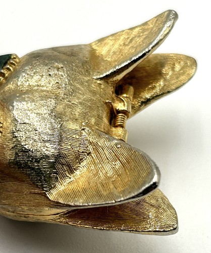 Vtg Double Sided Gold Tone Fox Trinket/ Pill Box Blue Rhinestone Eyes - Picture 7 of 8