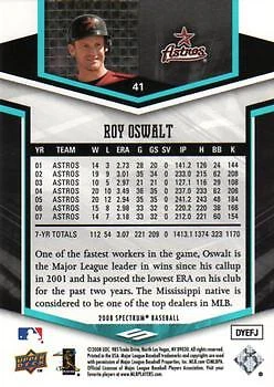 Roy Oswalt 2008 Upper Deck Spectrum #41 Houston Astros - Image 2 of 2