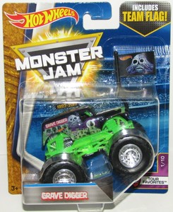 Grave-Digger-Hot-Wheels-Monster-Jam-Team-Flag-1-64-Diecast-Monster-Truck-NEW