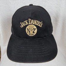 Vintage Jack Daniels Old No 7 Brand Hat Cap Strapback Black Gold SpellOut Logo