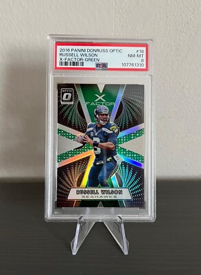 Optic X-Factor Green Die Cut Russell Wilson /5 - 2016 #18 - PSA 8 NM-MT