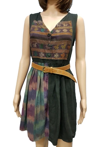 Vintage Guatemalan Latin America Women Huipil Dress 100% Cotton Aztec Size S