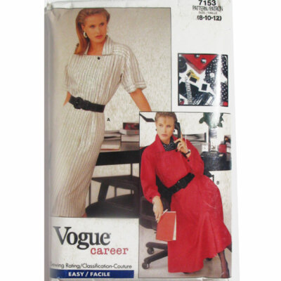 Vogue Career 7153 Sz 8-10-12 Easy Sew Dress Sewing Pattern Uncut